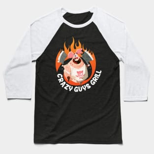 Crazy Guys Grill Pig Baseball T-Shirt